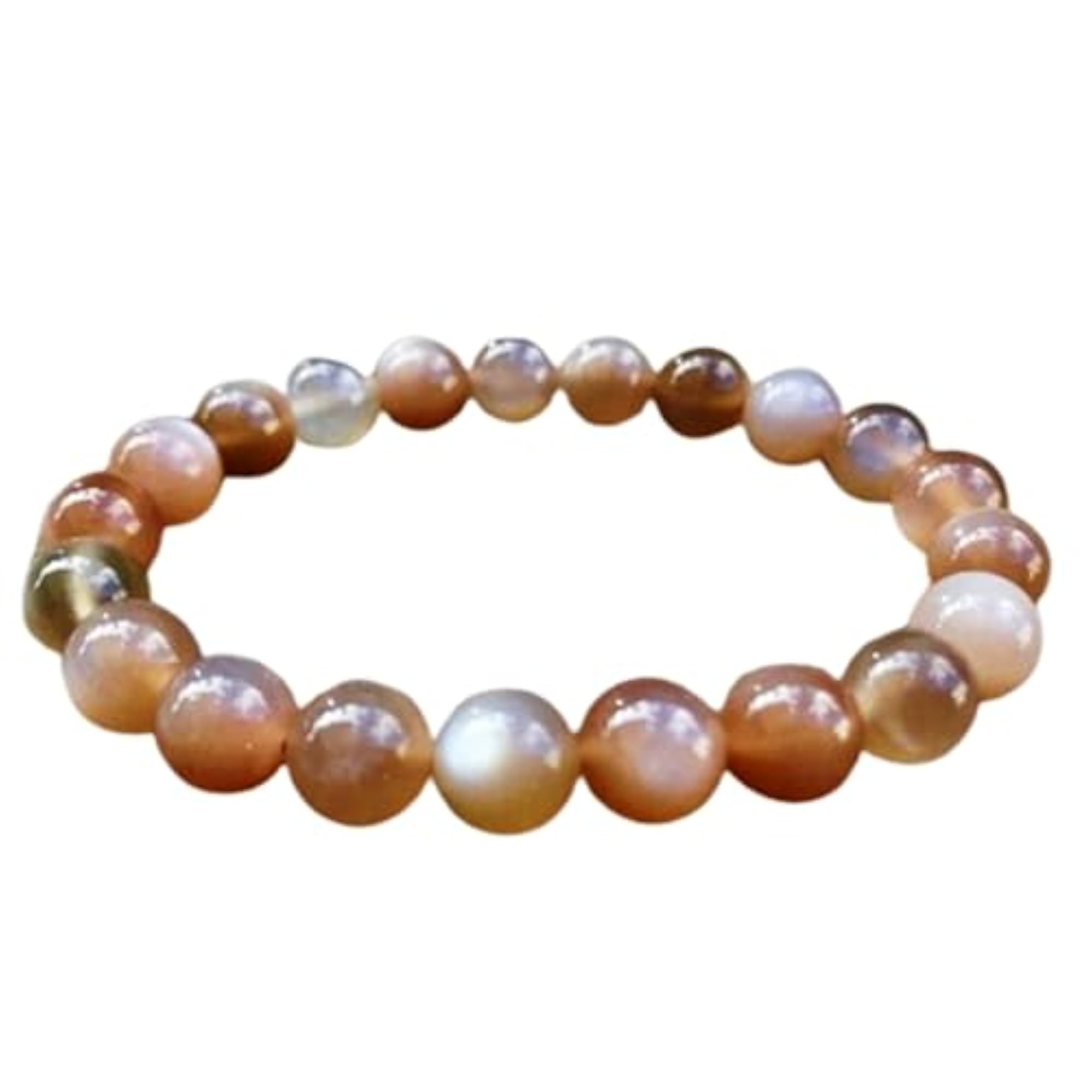 Natural Peach Moonstone 8mm Stretchable Bracelet, Unisex Gift